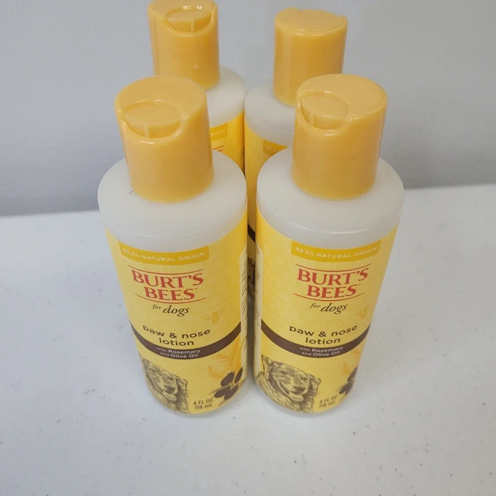 4 Pack Burts Bees for Dogs Paw & Nose Lotion Rosemary Olive Oil‎ 4oz Each